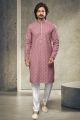 Onion Pink Cotton Mens Kurta Pajama (NMK-6150)