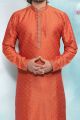 Orange Art Banarasi Silk Kurta Pajama (NMK-4932)