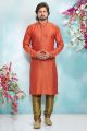 Orange Art Banarasi Silk Kurta Pajama (NMK-4932)