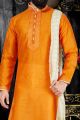 Orange Art Dupion Kurta(NMK-3383)