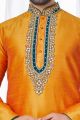 Orange Art Silk Kurta Pajama (NMK-7811)