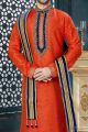 Orange Banglori Silk Regular Kurta Pajama (NMK-3814)