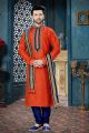 Orange Banglori Silk Regular Kurta Pajama (NMK-3814)