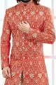 Orange Banglori Silk Sherwani (NMK-4131)