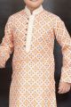 Orange Cotton Printed Boys Kurta Pajama (NKK-774)