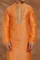 Orange Jaquard Kurta Pajama (NMK-5485)