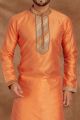 Orange Jaquard Kurta Pajama (NMK-5489)