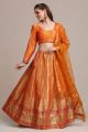 Orange Jaquard Women Lehenga Choli (NWG-1157)