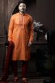 Orange Silk Kurta Pajama (NMK-6086)