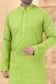 Parrot Green Cotton Kurtas for Men (NMK-5771)