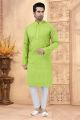 Parrot Green Cotton Kurtas for Men (NMK-5771)