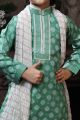 Pastel Green Cotton Printed Boys Kurta (NKK-770)