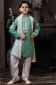 Pastel Green Cotton Printed Boys Kurta (NKK-770)