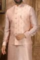 Peach Art Banarasi Silk Jacket Kurta (NMK-6326)