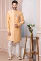 Peach Art Banarasi Silk Mens Indo Western (NMK-5969)