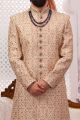 Peach Art Banarasi Silk Mens Sherwani (NMK-5539)