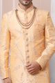 Peach Art Banarasi Silk Mens Sherwani (NMK-5959)