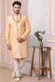 Peach Art Banarasi Silk Mens Sherwani (NMK-5959)