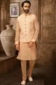 Peach Art Banarasi Silk Nehru Jacket (NMK-6310)