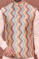 Peach Art Banarasi Silk Nehru Jacket (NMK-7435)