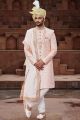 Peach Art Silk Indian Sherwani (NMK-7166)