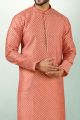 Peach Art Silk Mens Kurta Pajama (NMK-5837)