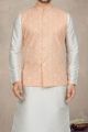 Peach Art Silk Mens Nehru Jacket (NMK-6962)