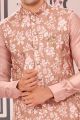 Peach Art Silk Nehru Jacket (NMK-8069)