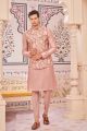 Peach Art Silk Nehru Jacket (NMK-8069)