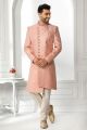 Peach Art Silk Sherwani (NMK-6266)