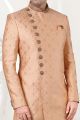 Peach Banarasi Brocade Mens Sherwani (NMK-5254)