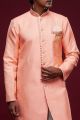 Peach Banarasi Jaquard Mens Indo Western (NMK-6986)