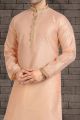 Peach Banarasi Silk Kurta Pajama (NMK-5693)