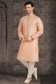 Peach Banarasi Silk Kurta Pajama (NMK-5693)