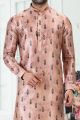 Peach Banarasi Silk Kurtas for Men (NMK-6704)