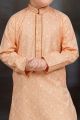 Peach Cotton Printed Boys Kurta Pajama (NKK-785)