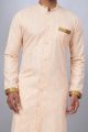 Peach Cotton Printed Mens Indo Western (NMK-6941)