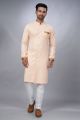 Peach Cotton Printed Mens Indo Western (NMK-6941)