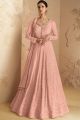 Peach Faux Georgette Anarkali Salwar Suit (NWS-6933)