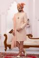 Peach Georgette Lucknowi Embroidered Sherwani (NMK-5545)