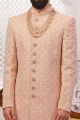 Peach Georgette Lucknowi Embroidered Sherwani (NMK-5553)