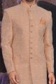 Peach Georgette Lucknowi Sherwani (NMK-4767)