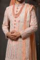 Peach Georgette Wedding Sherwani (NMK-6230)