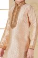 Peach Jaquard Kids Kurta Pajama (NKK-654)