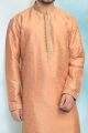 Peach Jaquard Kurta Pajama for Men (NMK-4896)