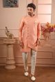 Peach Jaquard Silk Brocade Indo Western (NMK-4464)