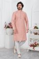 Peach Jaquard Silk Brocade Kurta (NMK-7738)