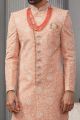 Peach Lucknowi Embroidered Sherwani (NMK-5561)