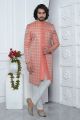 Peach Pink Jaquard Silk Indo Western (NMK-7172)