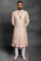 Peach Silk Designer Sherwani (NMK-5403 )